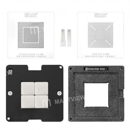 Amaoe 0.25mm Directly Heating BGA Reballing Stencil Tin Planting Platform for RTX3060 / RX580