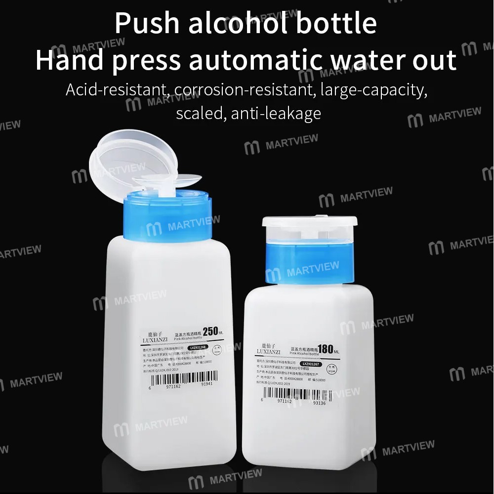 luxianzi 120-180-250ml-multi-capacity-blue-cap-square-bottle-push-up-plastic-alcohol-bottle-2
