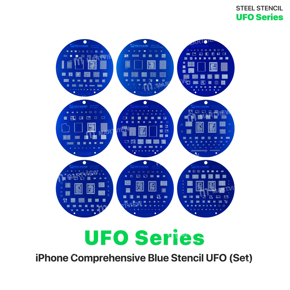 mechanic ufo-9-in-1-iphone-comprehensive-blue-bga-reballing-stencil-set-for-iphone-8-to-17pro-max-2