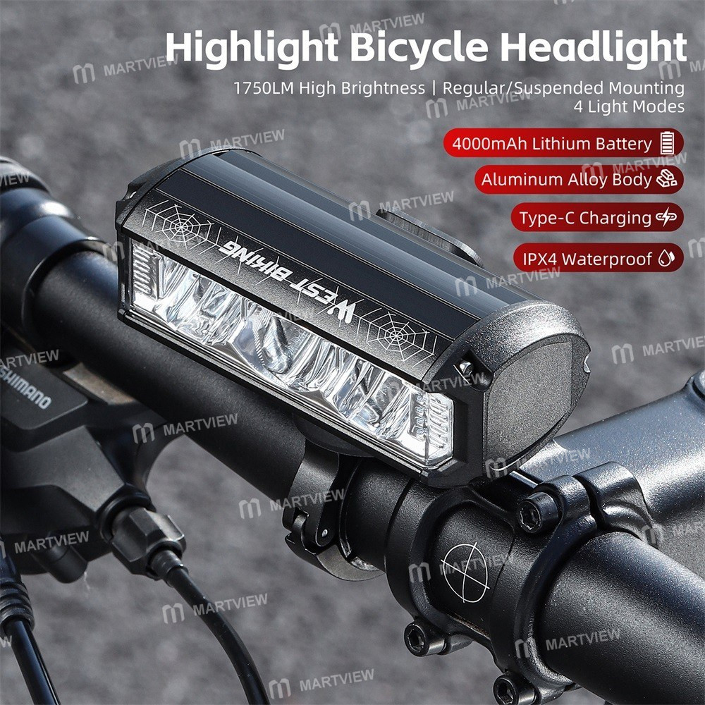 west biking-1750-lumen-aluminum-alloy-usb-rechargeable-road-bike-handlebar-light-3