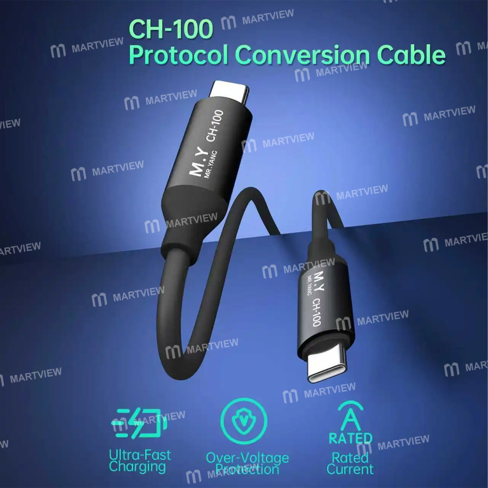 ycs mryang-ch-100-100w-protocol-conversion-cable-for-smartphones-tablets-laptops-car-charger-2