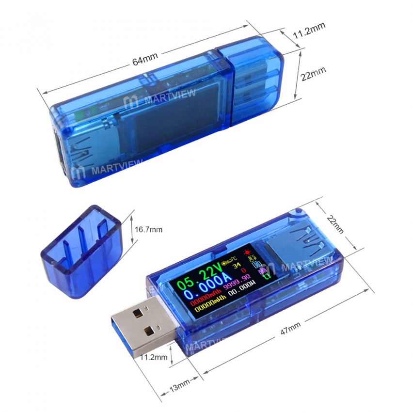AT34 USB 3.0 Color LCD Voltmeter Ammeter Voltage Current Meter Tester Multimeter