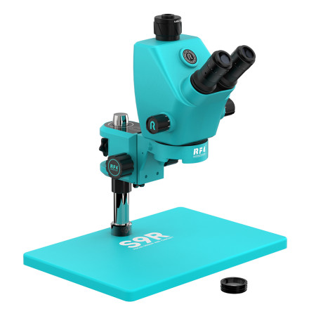 RF4 S9R-A6 7-74X Ultra-Wide Field Trinocular Stereo Microscope with RF-A6 Microscope Focusing Stand