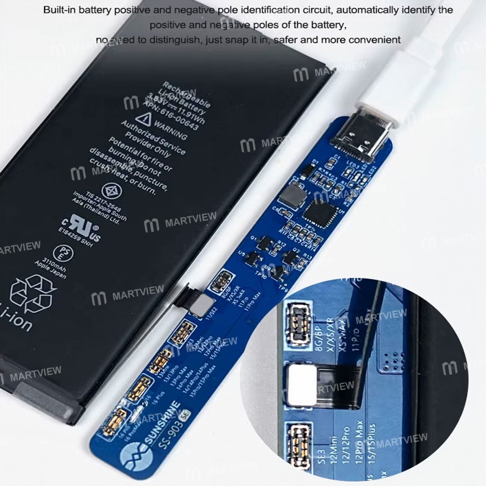 sunshine ss-903-se-battery-charging-activation-board-for-iphone-8-to-16pro-max-se2-se3-6