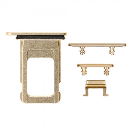 Replacement Side Buttons Set with Single SIM Card Tray for iPhone XR - Yellow