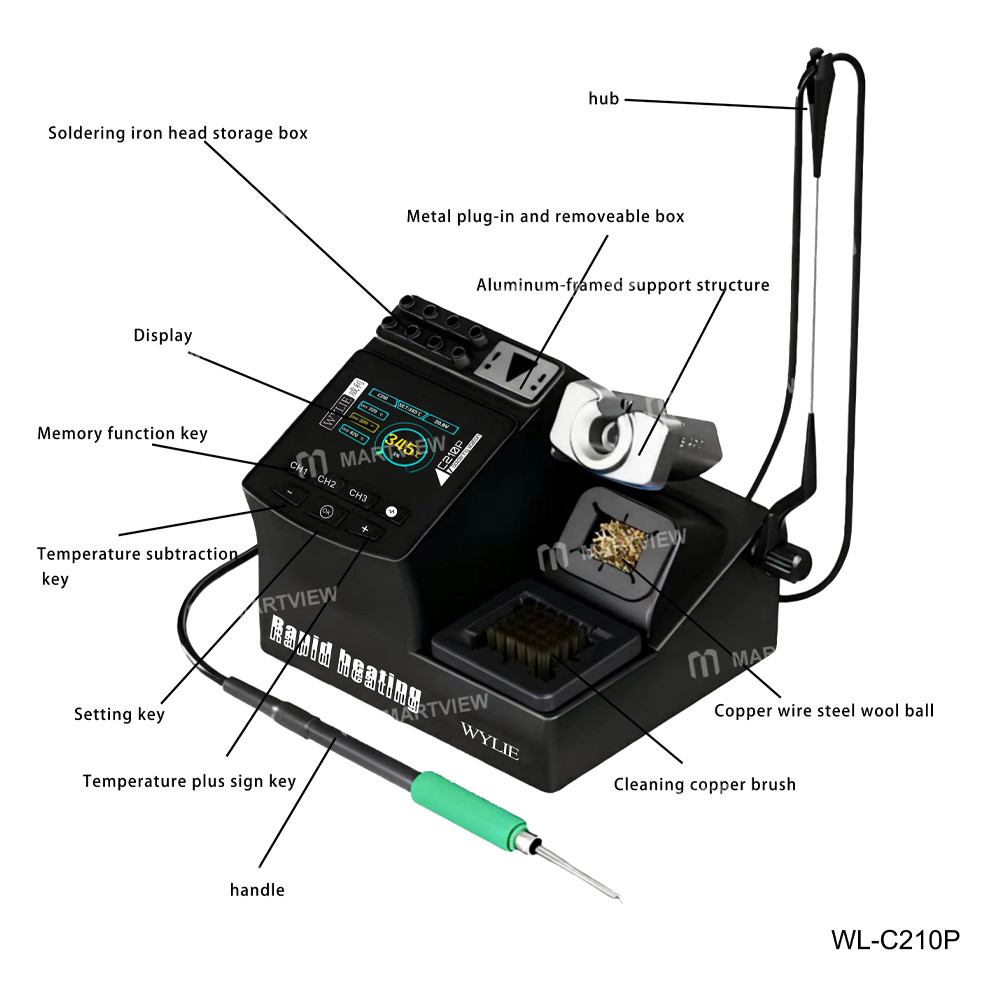 wylie c210p-200w-intelligent-control-temperature-soldering-station-compatible-210-245-115-handle-7