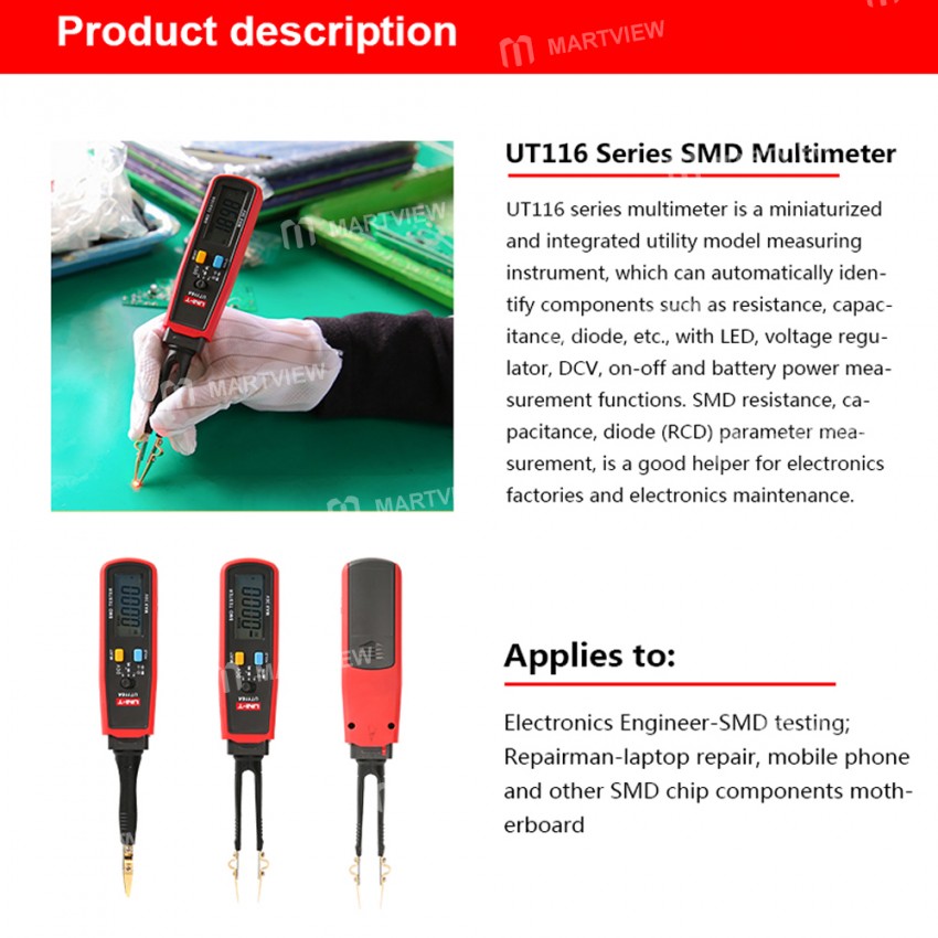 UNI-T UT116C SMD Digital Multimeter For DC Diode Resistor CapacitorRCD Measurement