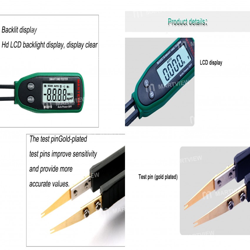 MASTECH MS8910 Smart SMD Tester Auto Scan Resistance Capacitance Diode Multi Tester