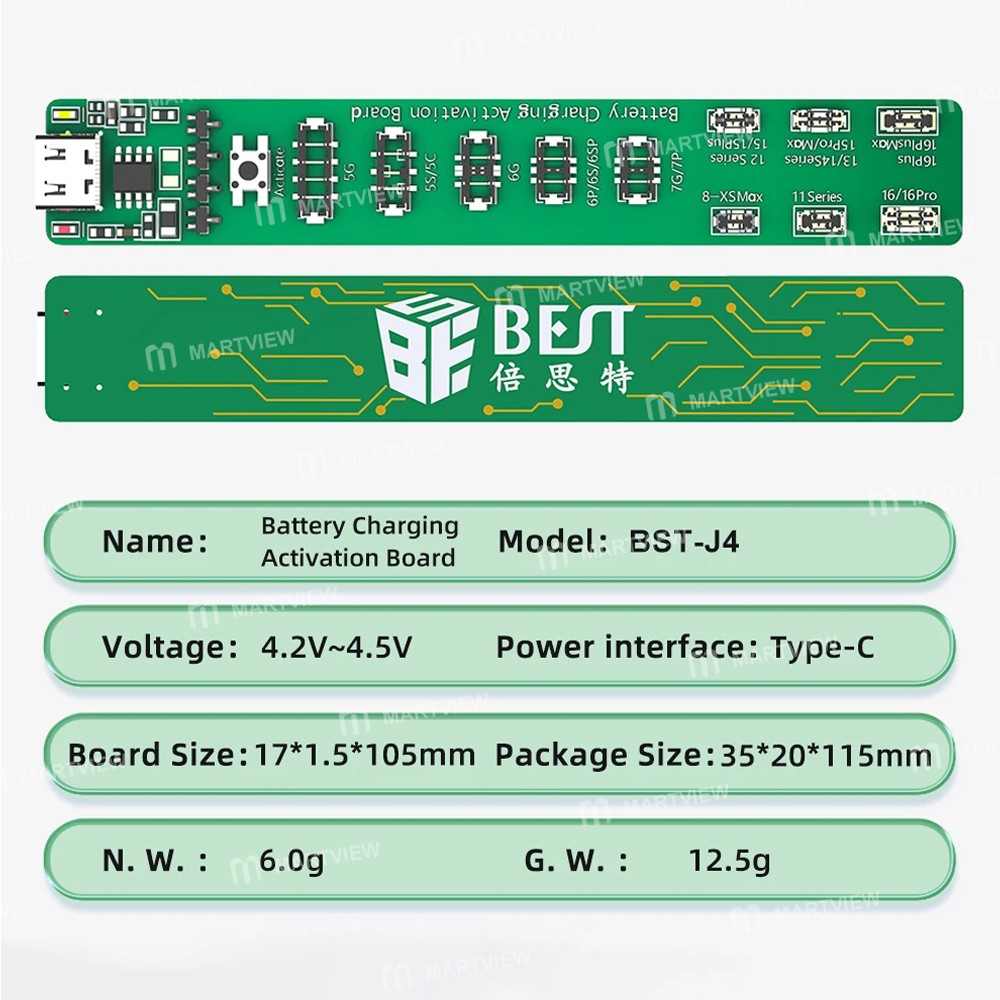 bst j4-battery-charging-activation-board-with-pd-fast-charging-for-iphone-5-to-16pm-8