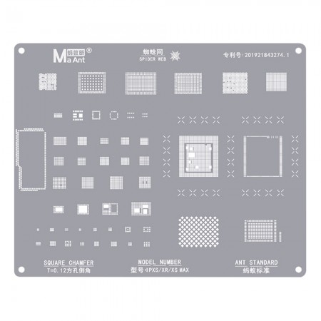 MaAnt Square Hole 0.12mm BGA Reballing Stencil for iPhone XS / XR / XS Max