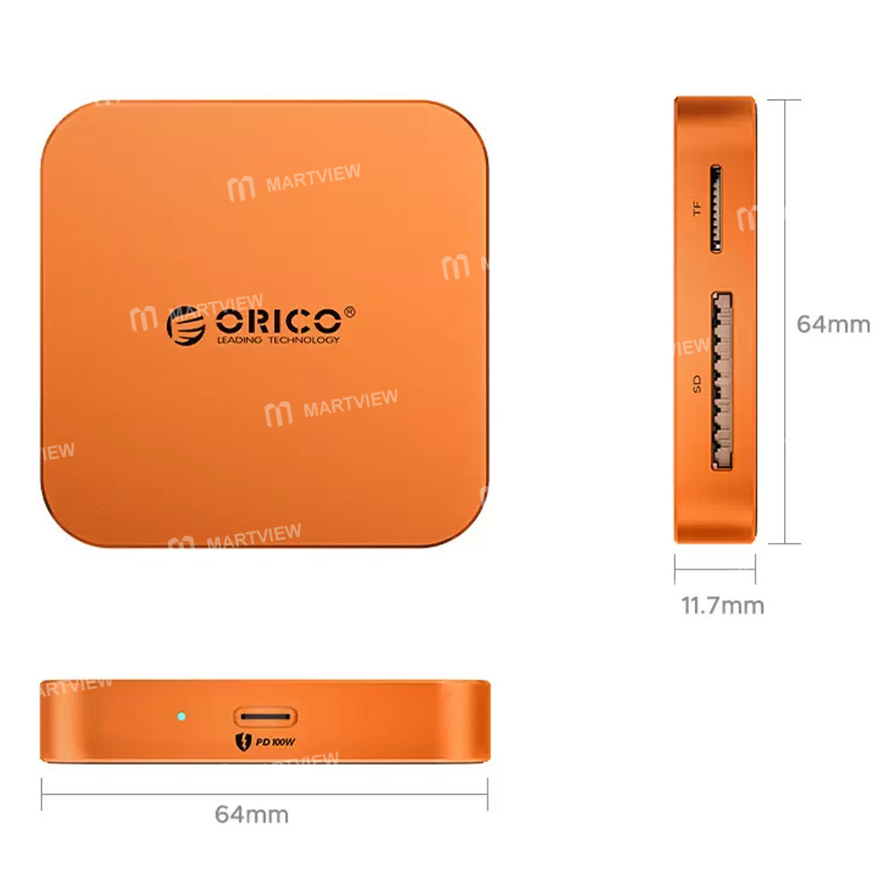 orico air5-air5c-usb-c-to-sd-tf-slot-pd100w-ultra-thin-magnetic-card-reader-for-iphone-android-table