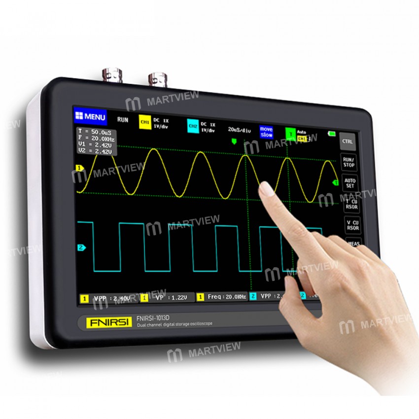 Fnirsi 1013D Digital Oscilloscope dual Channels 100MHz Band Width 1GSa / s Sampling Rate with 7-Inch