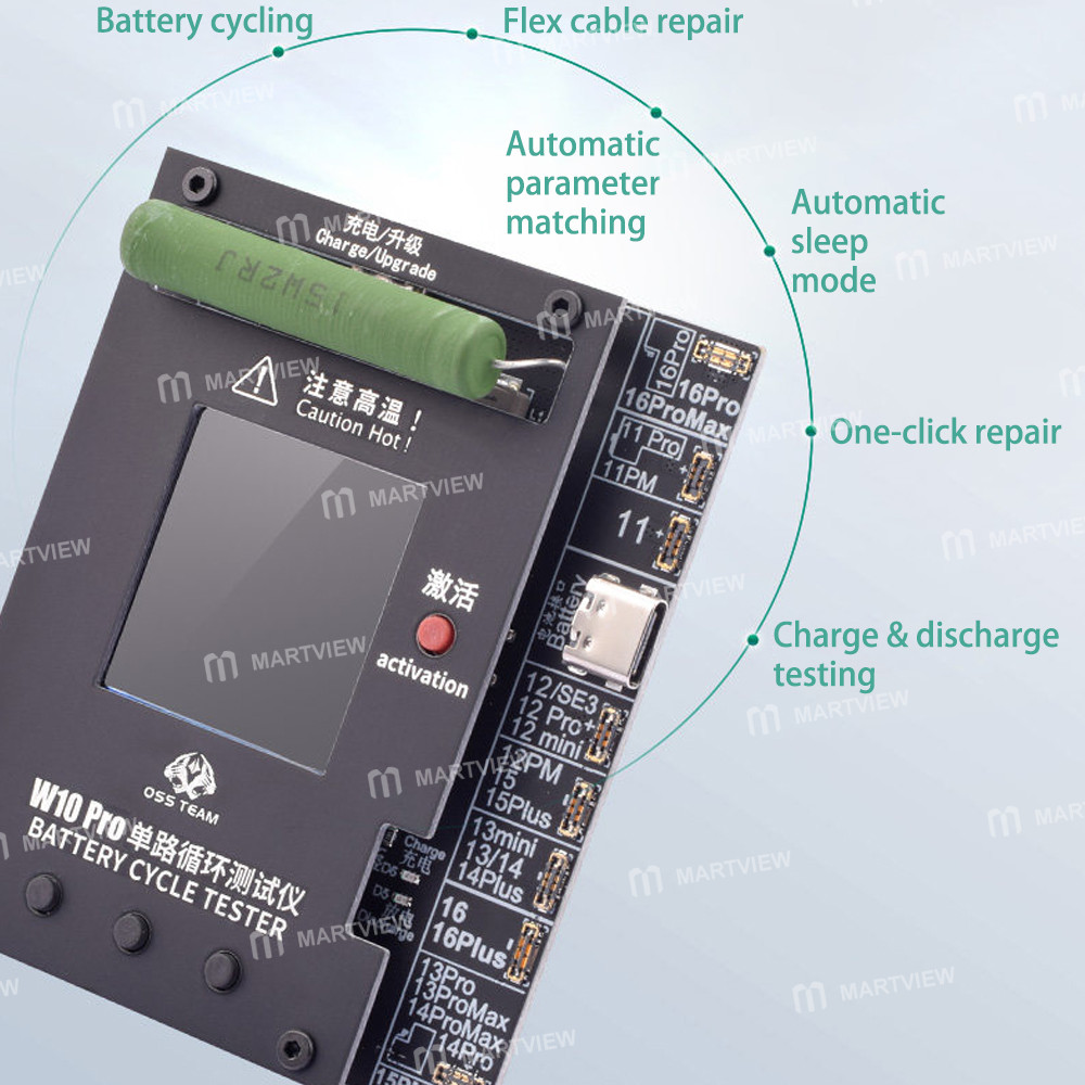 oss team-w10-pro-mobile-phone-battery-cycle-tester-compatible-with-iphone-11-to-16-series-5