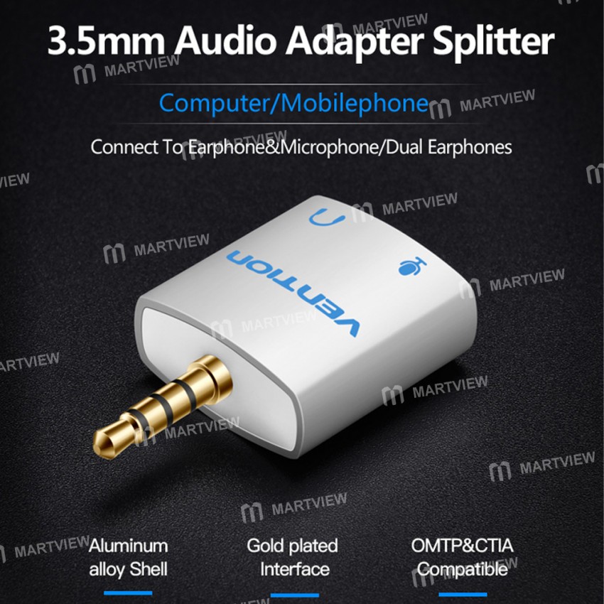 Vention Universal  Double Jack 3.5mm Audio Cable Splitter for Phone/Tablet/Laptop