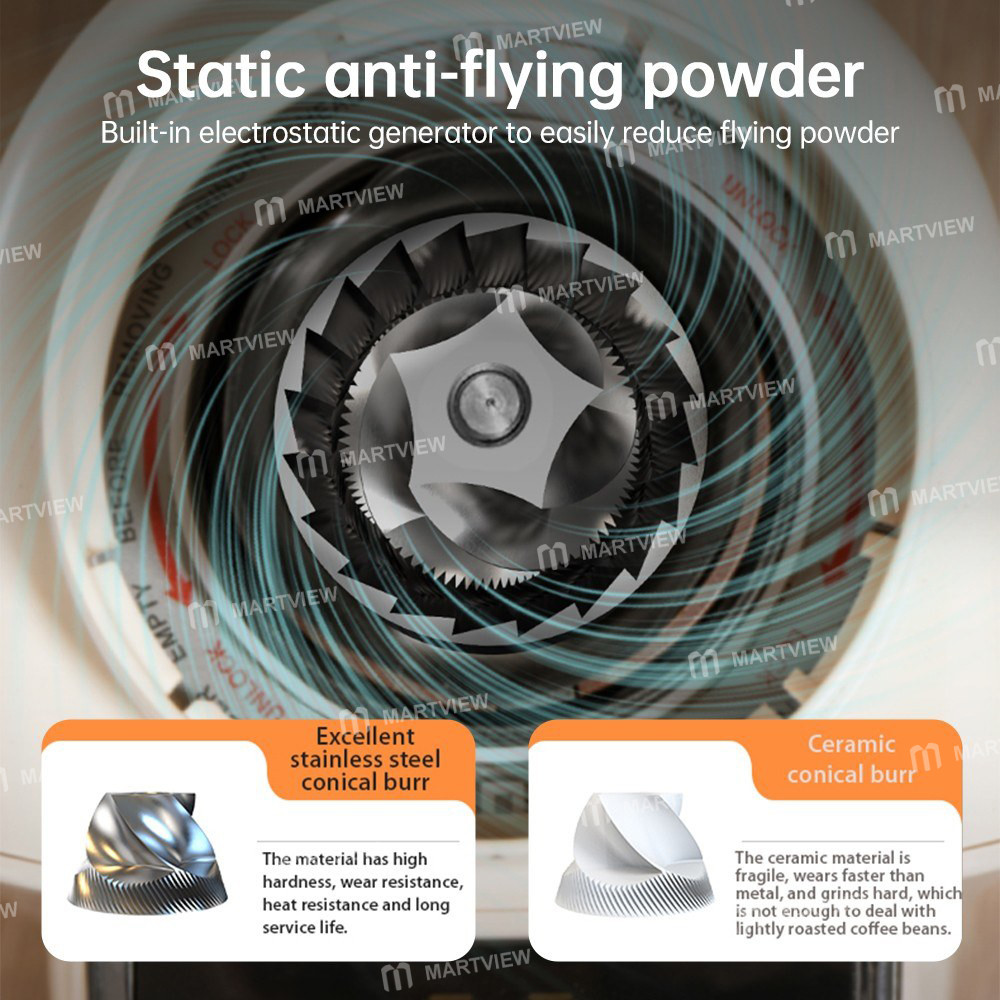 hibrew g3a-coffee-grinder-40mm-conical-burr-air-blower-31-gear-scale-memory-antistatic-manual-auto-v