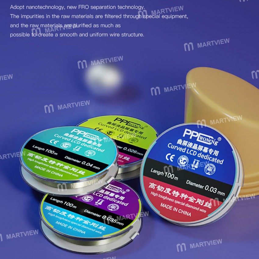 PPD High Toughness Nano Special Diamond Wire for Phone LCD / OLED Screen Cutting Separation