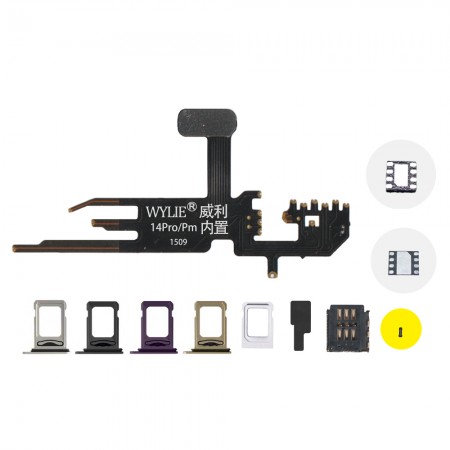 Wylie E-SIM Conversion to 2-SIM Card MEP Integration Solution Supports Supersnow / DB IC for iPhone 14P / 14PM US Version