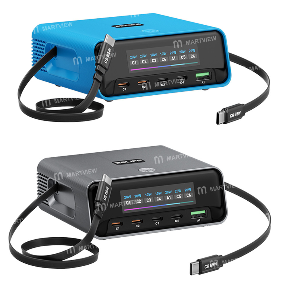 relife q8-pro-120w-gan-multi-port-charger-with-retractable-type-c-cable-compatible-with-avs-dynamic-