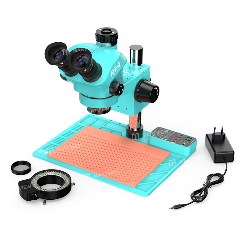 rf4 rf-7050tva9-7x-50x-synchronous-zoom-trinocular-stereo-microscope-with-usb-charging-station-1