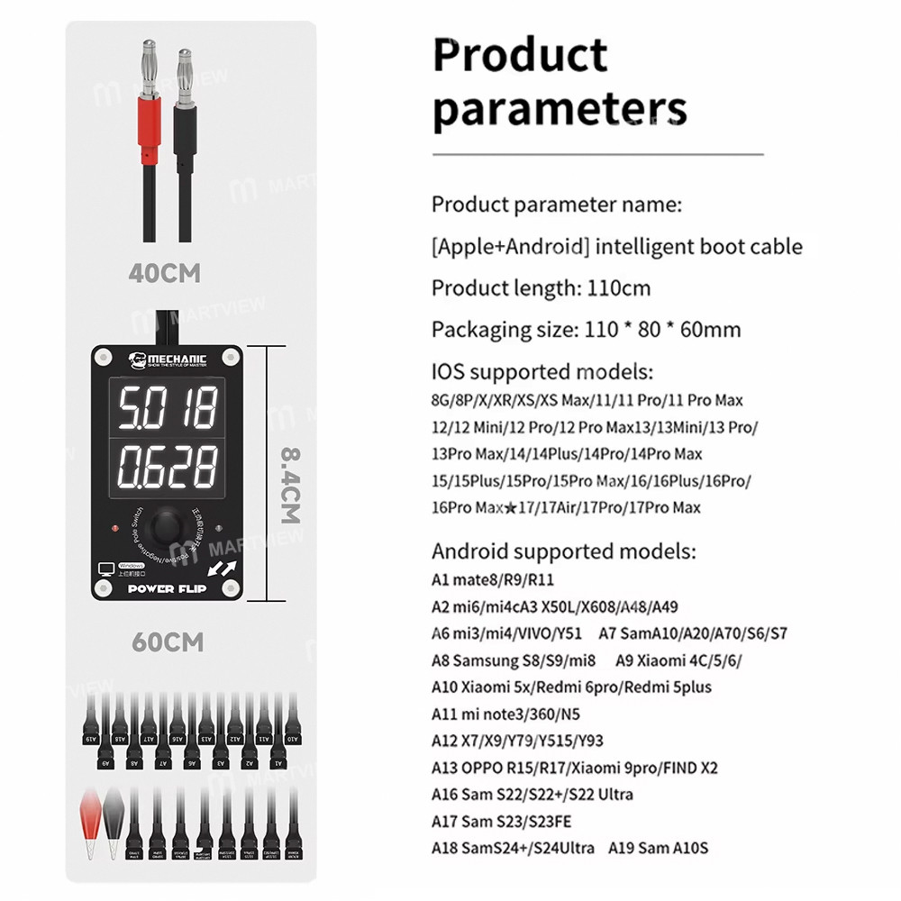 mechanic power-flip-smart-power-on-cable-with-polarity-switch-for-iphone-8-17pm-most-android-8