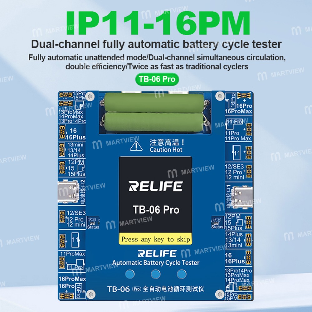 relife tb-06-pro-dual-channel-fully-automatic-battery-cycle-tester-for-iphone-11-to-16pro-max-5