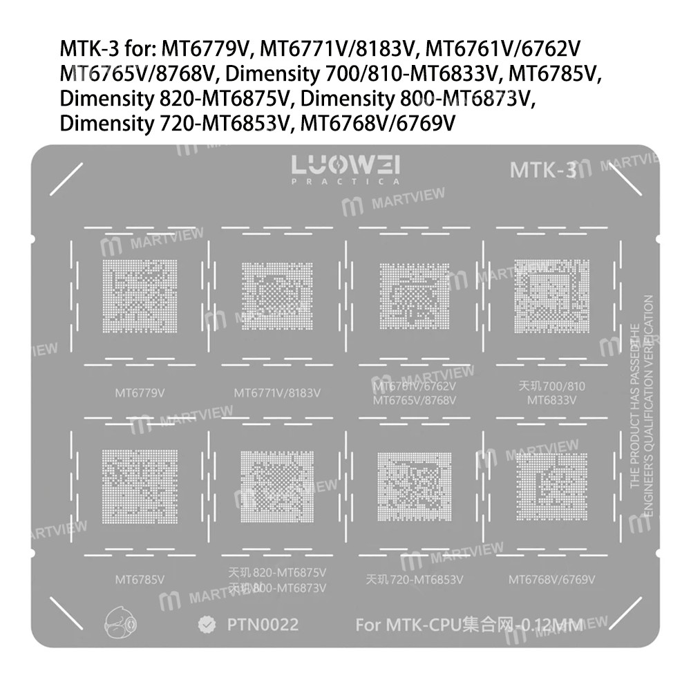luowei cpu-series-bga-reballing-stencil-set-for-apple-hisilicon-kirin-mediatek-qualcomm-6
