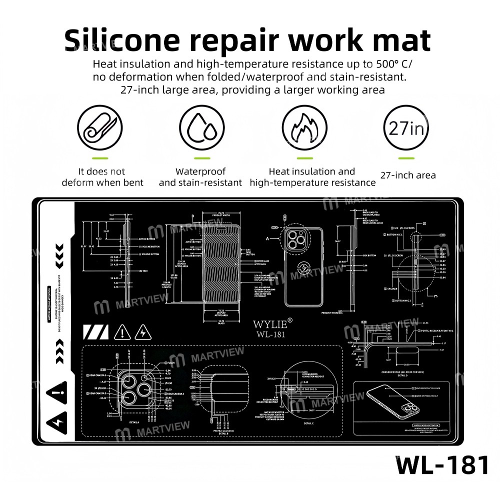 wylie wl-181-27-inch-heat-insulating-silicone-mat-for-mobile-phone-tablet-repair-2