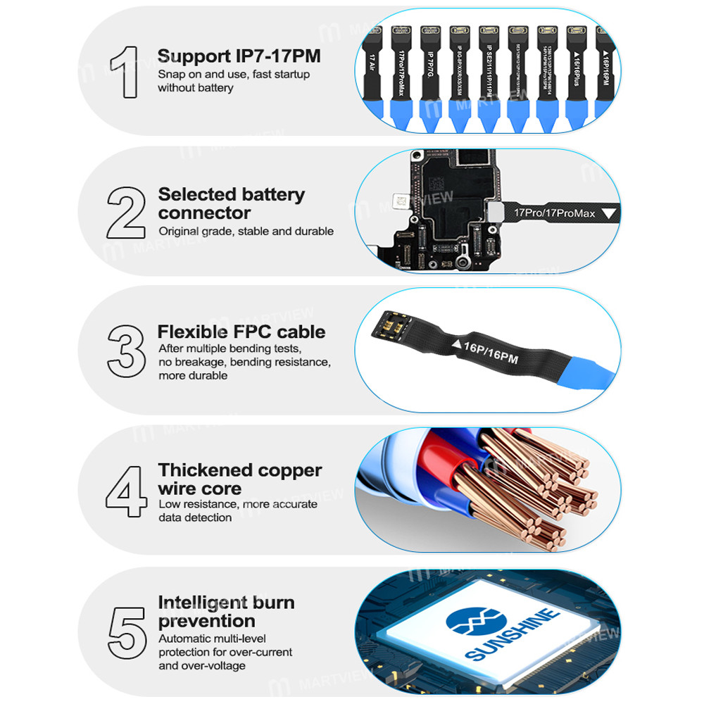 sunshine ss-905-se-v20-iphone-series-power-cable-for-iphone-7g-to-17pro-max-se2-4