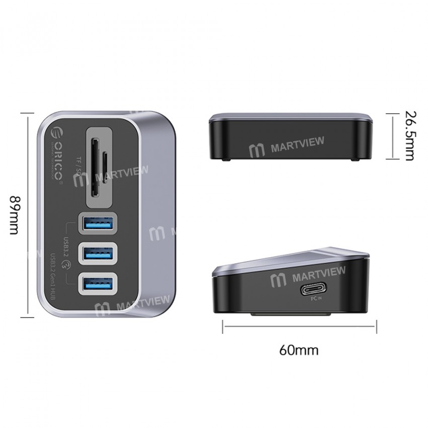 orico m3-series-usb32-gen2-5gbps-4-port-hub-with-card-reading-port-for-desktop-pc-laptop-2