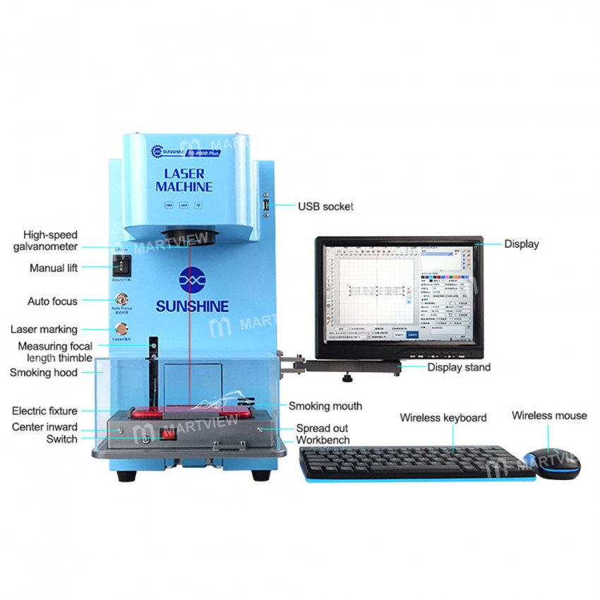 Sunshine SS-890B Plus 20W Multifunctional Fiber Laser Marking Machine for Remove Phone Back Cover