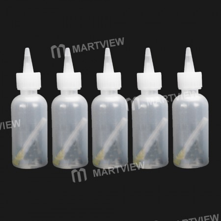 50ml Plastic Clear Liquid Bottle Squeeze Transparent Refillable Bottles with Needles - 5pcs