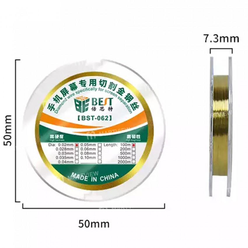 BST-062 100M Cutting Diamond Wire for LCD Display Screen Separator Repair