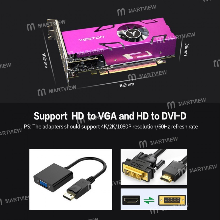 Yeston RX550 4GB / 128bit / GDDR5 4-screen Graphics Card Support Split Screen with 4*HD Output Ports