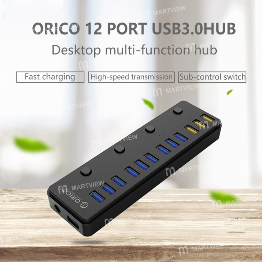 Orico P12-U3 12-Ports Industrial Grade USB 3.0 Hub with Independent Switch for PC Notebook