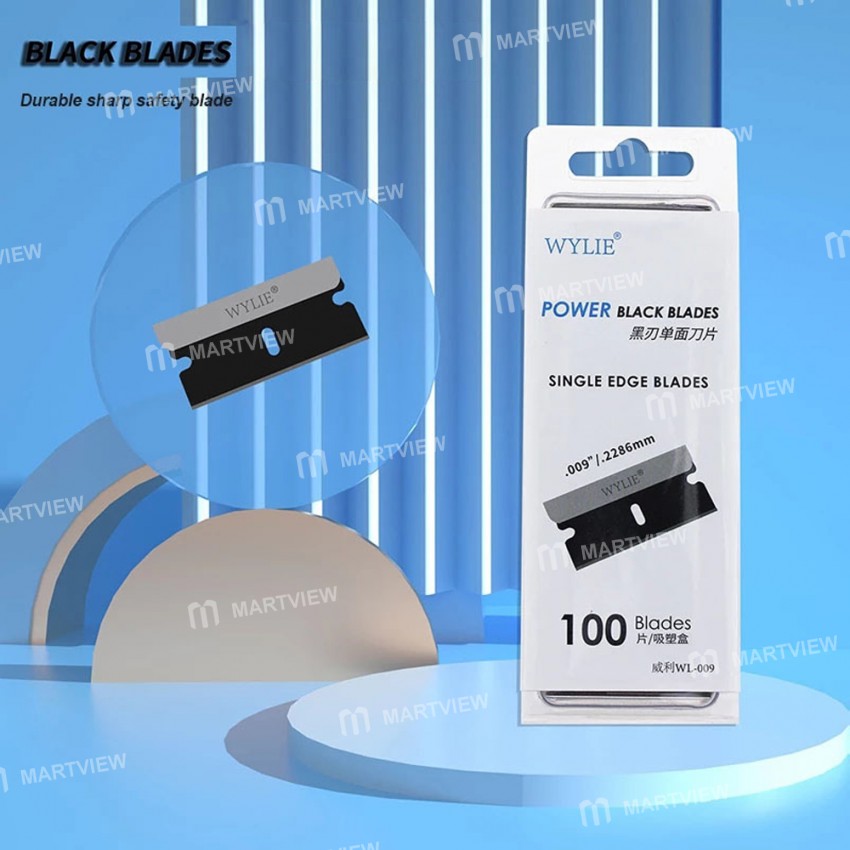 wylie wl-009-black-single-edge-blade-for-remove-phone-screen-holder-oca-polarizing-adhesive---100pcs