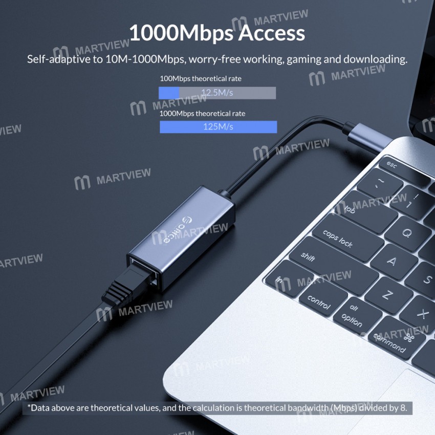 Orico XC-R45 Type-C to RJ45 Gigabit Ethernet Adapter Supports 1000Mbps Network Broadband Connection