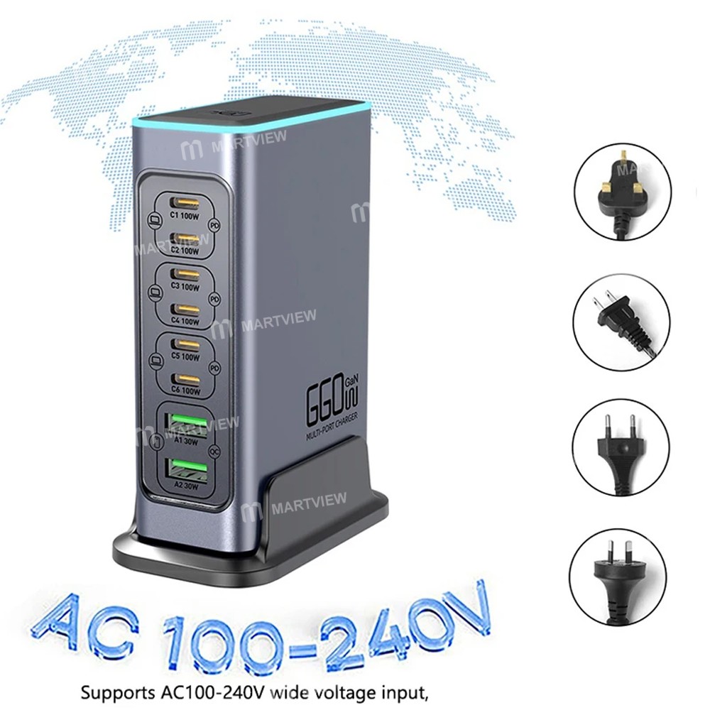 wlx f8l-8-port-660w-high-power-pdqc30-gan-desktop-charging-station-12