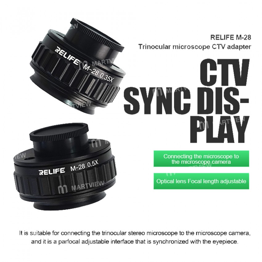 relife m-28-035x-05x-ctv-lens-connector-adapter-for-trinocular-stereo-microscope-2