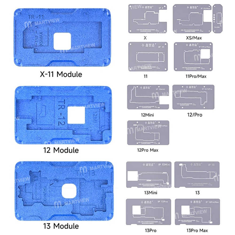 xinzhizao tr16-25-in-1-middle-layer-bga-reballing-stencil-platform-set-for-iphone-x-to-16pro-max-5