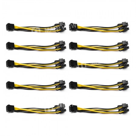 Tishric 8 Pin PCI Express To Dual PCI-E 6+2 Pin Motherboard Graphics Card Cable Power Data Cable 20cm