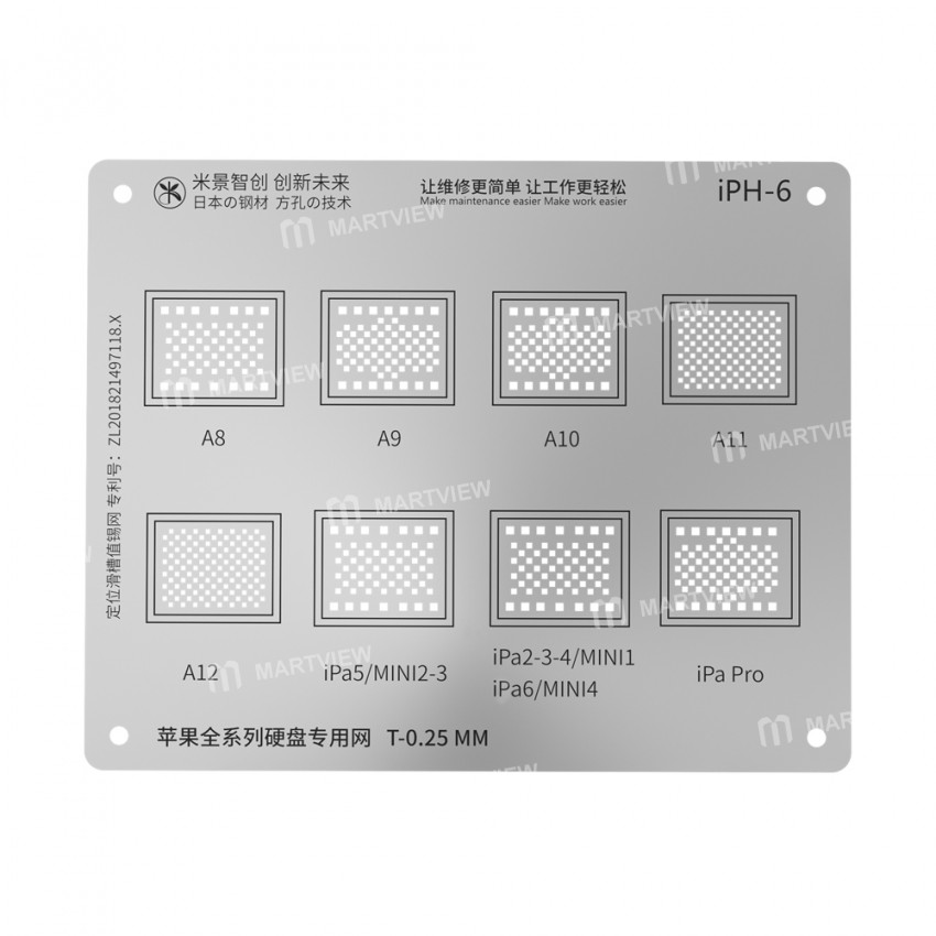 MiJing Reballing Stencil Plant Tin Steel Net for iPhone iPad NAND PCIE