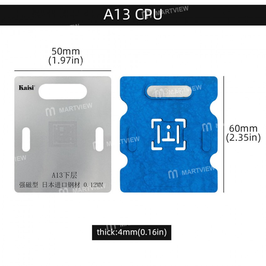 Kaisi Bottom Layer BGA Reballing Stencil Planting Tin Platform for Apple A10 to A14 CPU