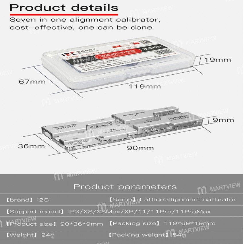 i2C 7in1 Lattice Alignment Calibratior Face ID Camera Flex Cable Repair Alignment Fixture Holder for