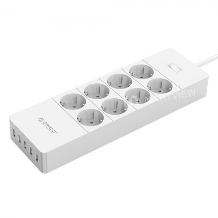 Orico HPC-8A5U 8 AC Outlets Surge Protector Power Strip with 5 USB Ports for Home Office - EU Plug