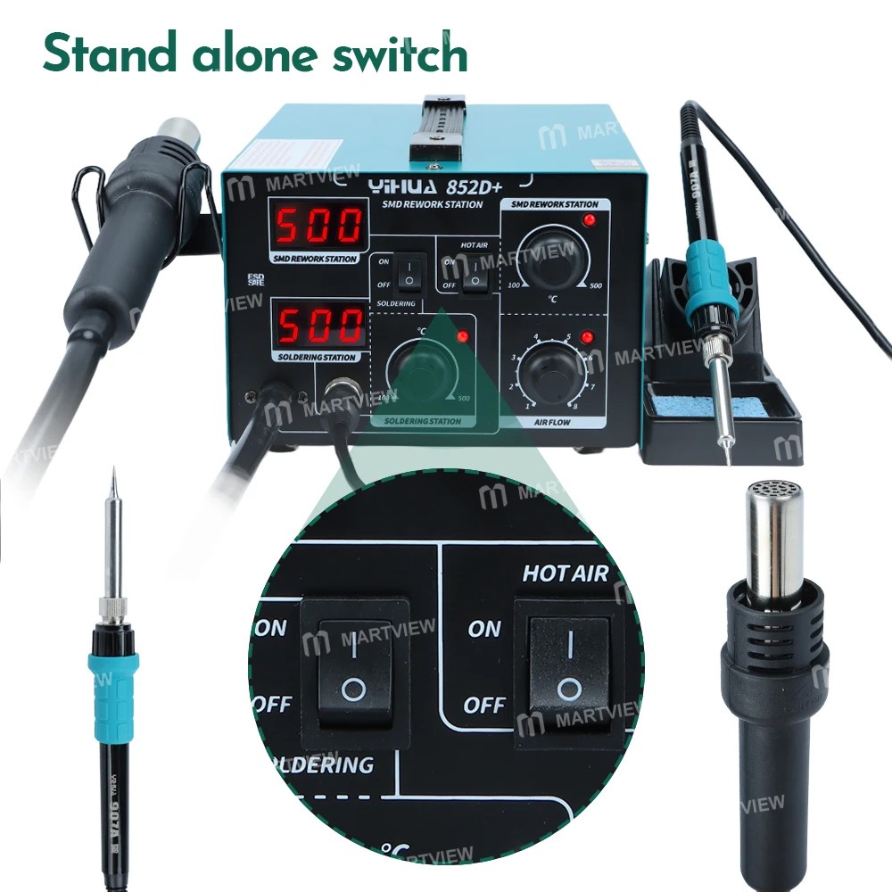 yihua 852d-740w-2-in-1-hot-air-gun-soldering-iron-tips-digital-display-desoldering-rework-station-6