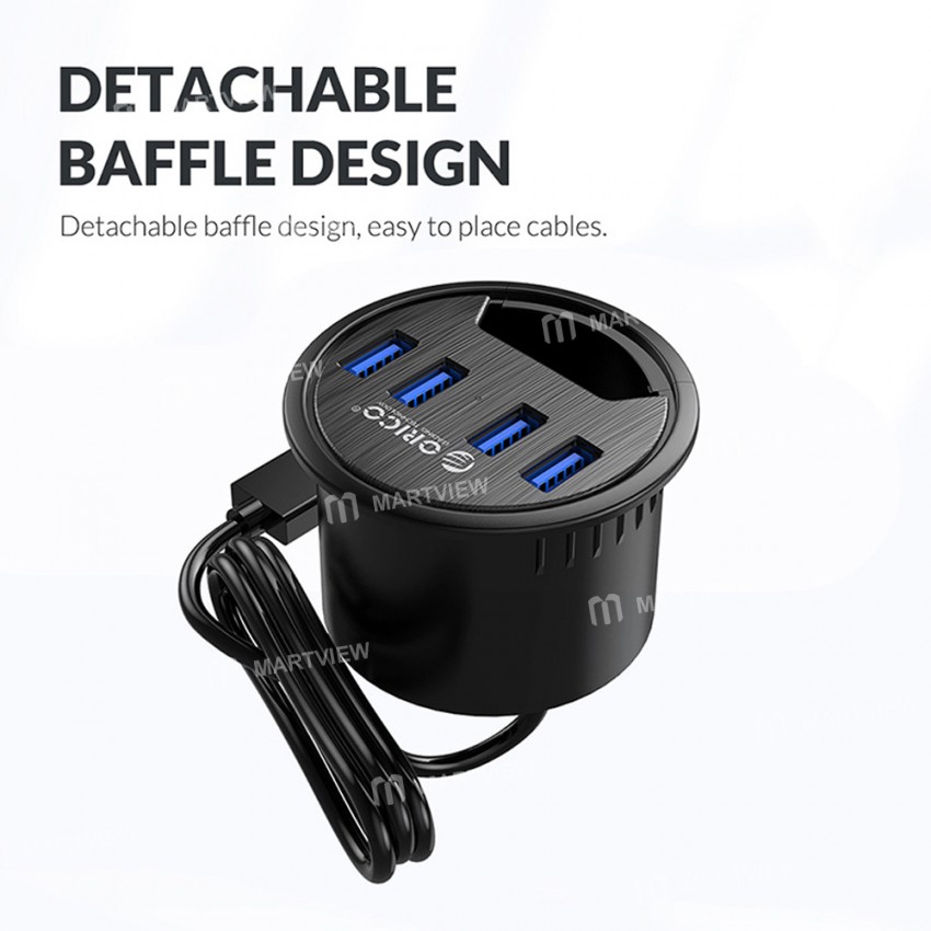 Orico DESK-4U Desktop Grommet USB 3.0 HUB with Headphone Microphone Ports Support OTG