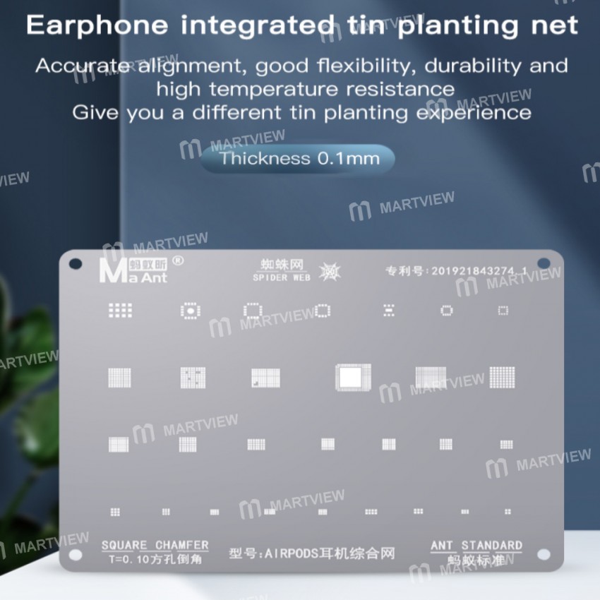 MaAnt Spider Web Stencil Net Square Chamfer Earphone BGA IC Net for AirPods