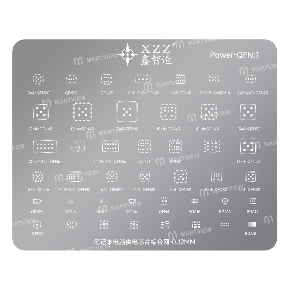 XZZ Power-QFN-1 Laptop Power Supply Chip Collection BGA Reballing Stencil