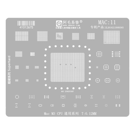 Amaoe MAC11 0.12mm M3 CPU Universal Series BGA Reballing Stencil for Apple Notebook