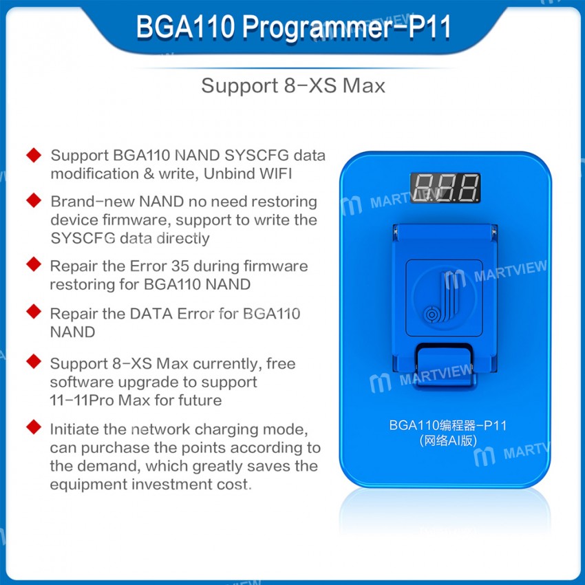 JC P11F 3in1 BGA110 PCIE Programmer for iPhone 8 / 8 Plus / X / XR / Xs / Xs Max / 11 / 11 Pro / 11
